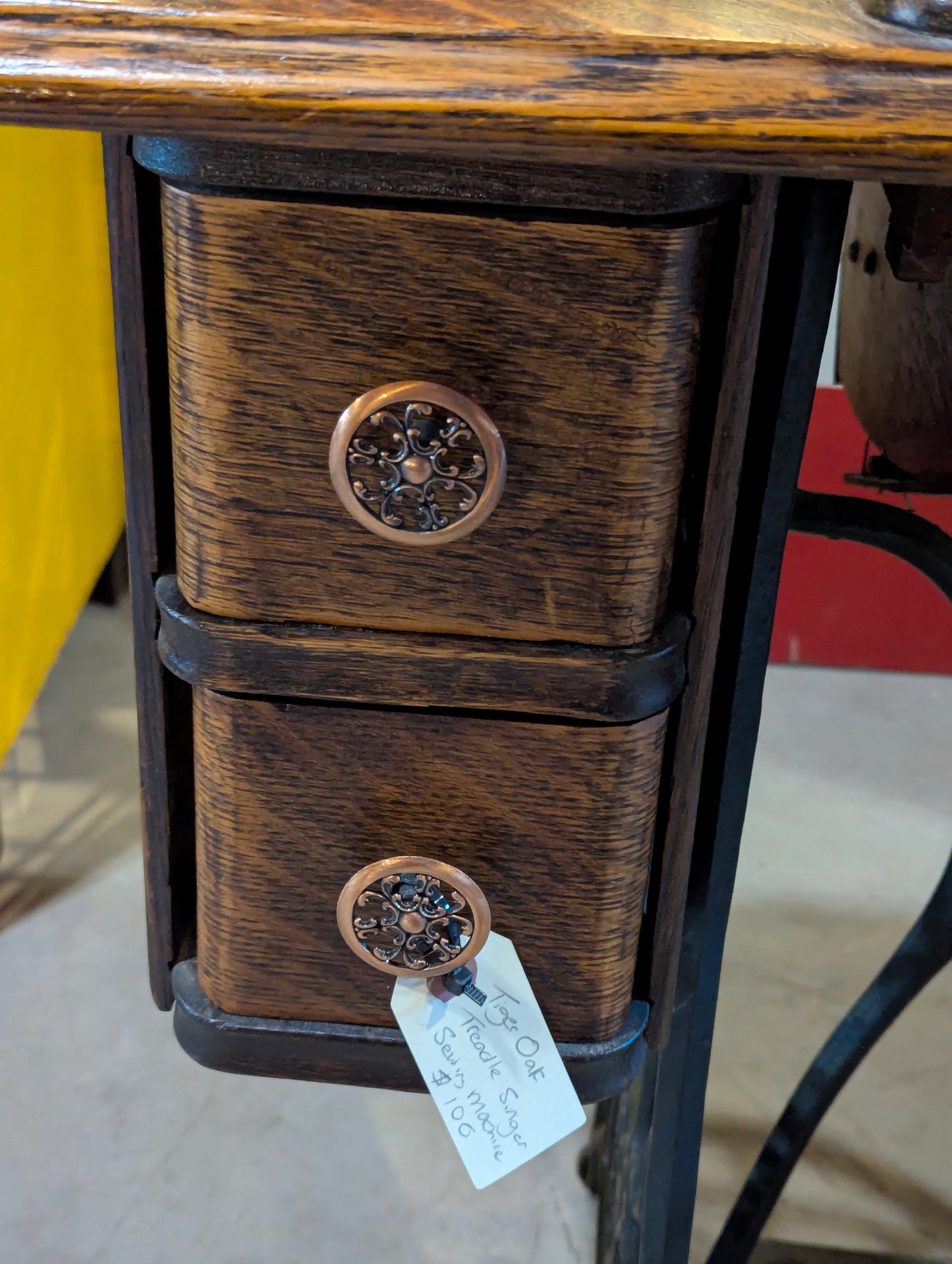 Vintage Singer Sewing Machine with Tiger Oak Top