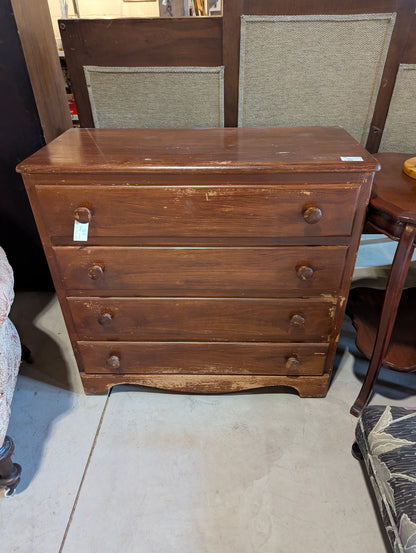Vintage Wooden 4-Drawer Dresser with Wooden Knobs