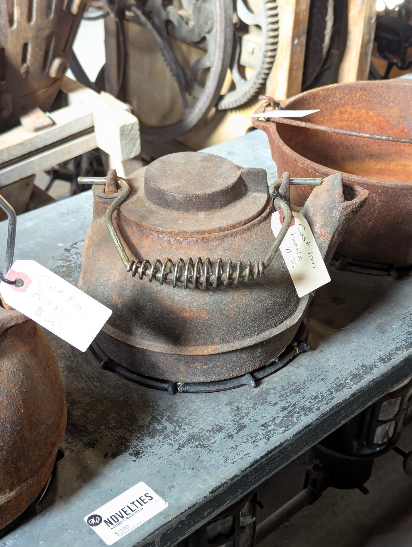 2 Vintage Cast Iron Kettles