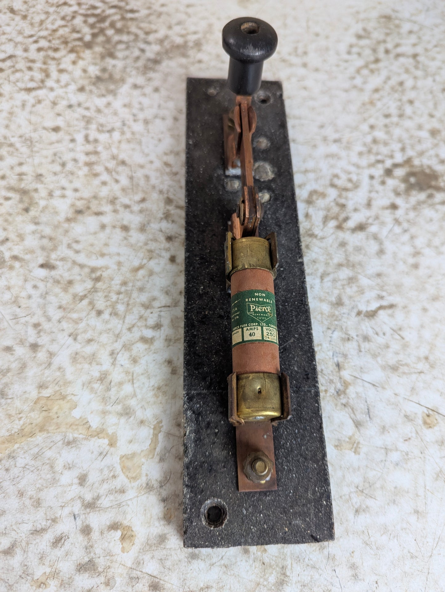 Antique Copper Knife Switch Mounted on Slate
