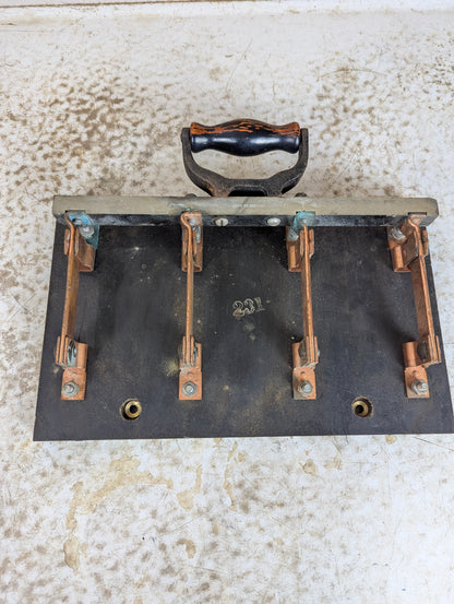 Antique General Electric Copper Knife Switch 4 Pole Single Throw Mounted on Slate