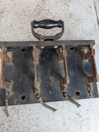 Antique Trumbull Copper Knife Switch 4 Pole Single Throw Mounted on Slate