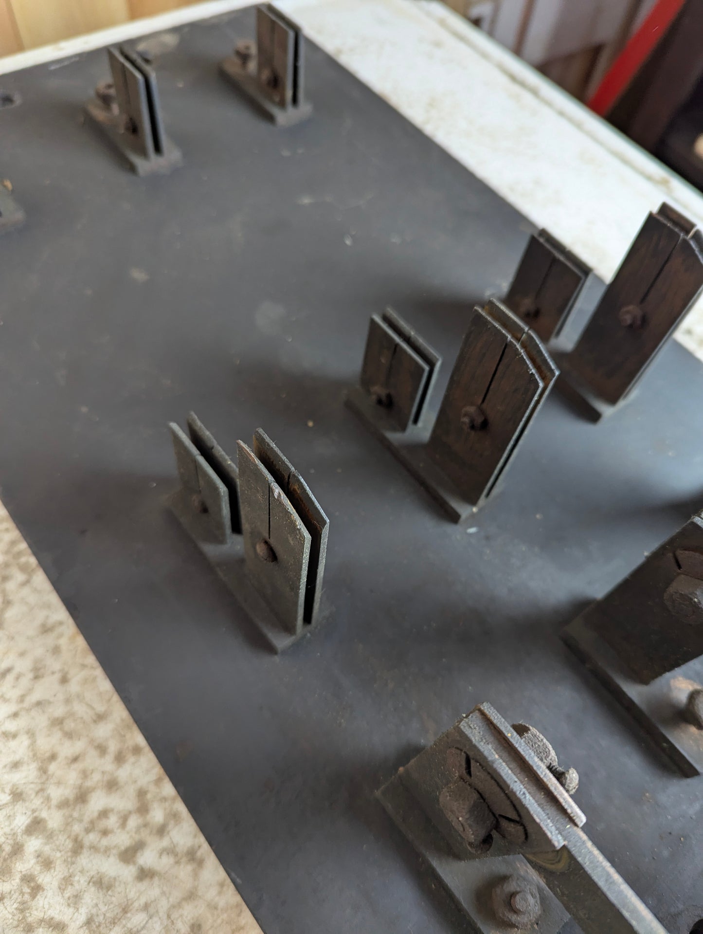 Antique Glover-A Copper Knife Switch 3 Pole Single Throw Mounted on Slate