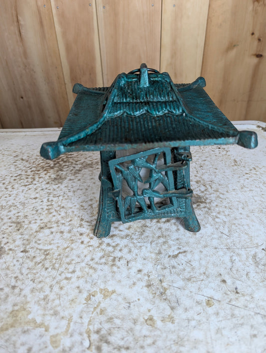 1970’s Cast Iron Japanese Style Pagoda Hanging Garden Lamp