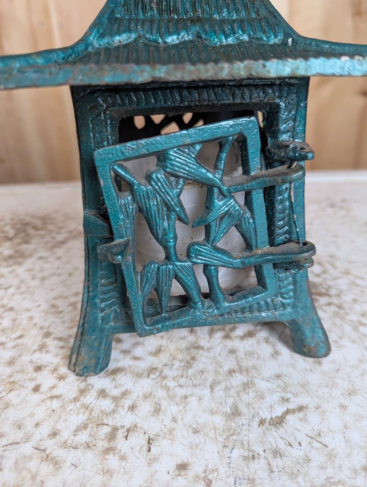 1970’s Cast Iron Japanese Style Pagoda Hanging Garden Lamp