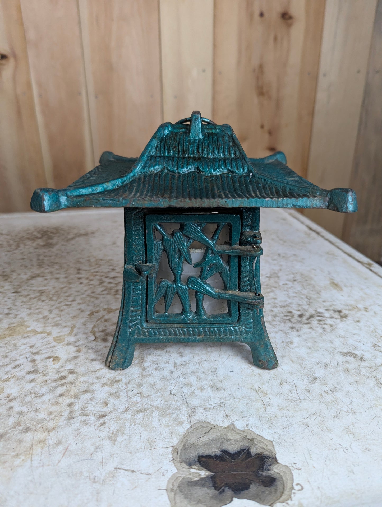 1970’s Cast Iron Japanese Style Pagoda Hanging Garden Lamp