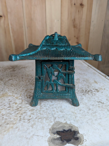 1970’s Cast Iron Japanese Style Pagoda Hanging Garden Lamp