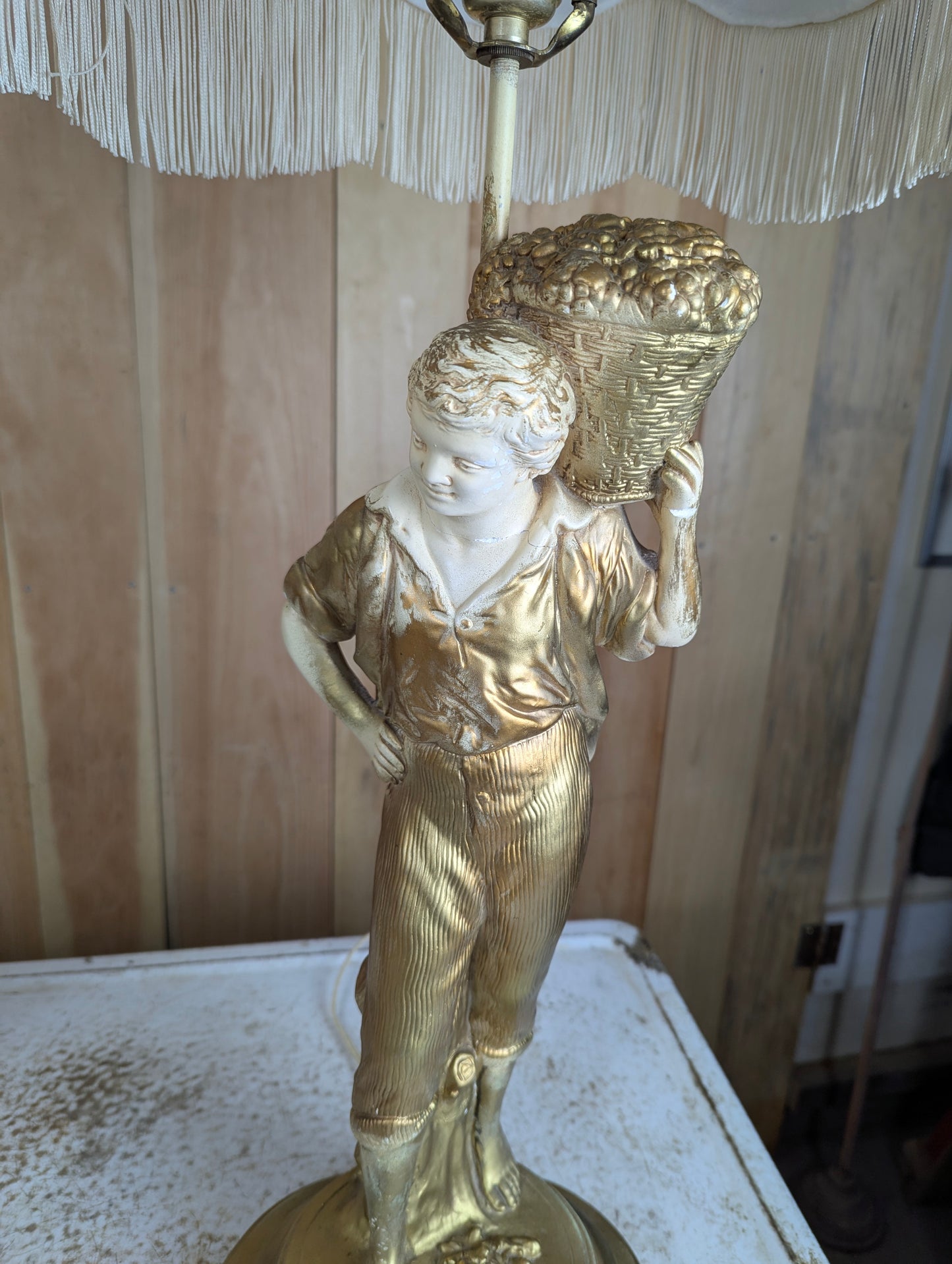 1930’s Pair of Decorative Moreau Style Figural Table Lamps with Shades