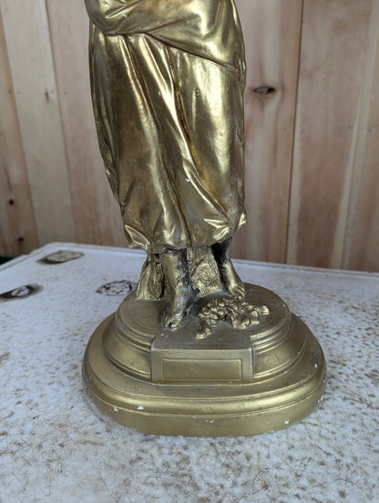 1930’s Pair of Decorative Moreau Style Figural Table Lamps with Shades