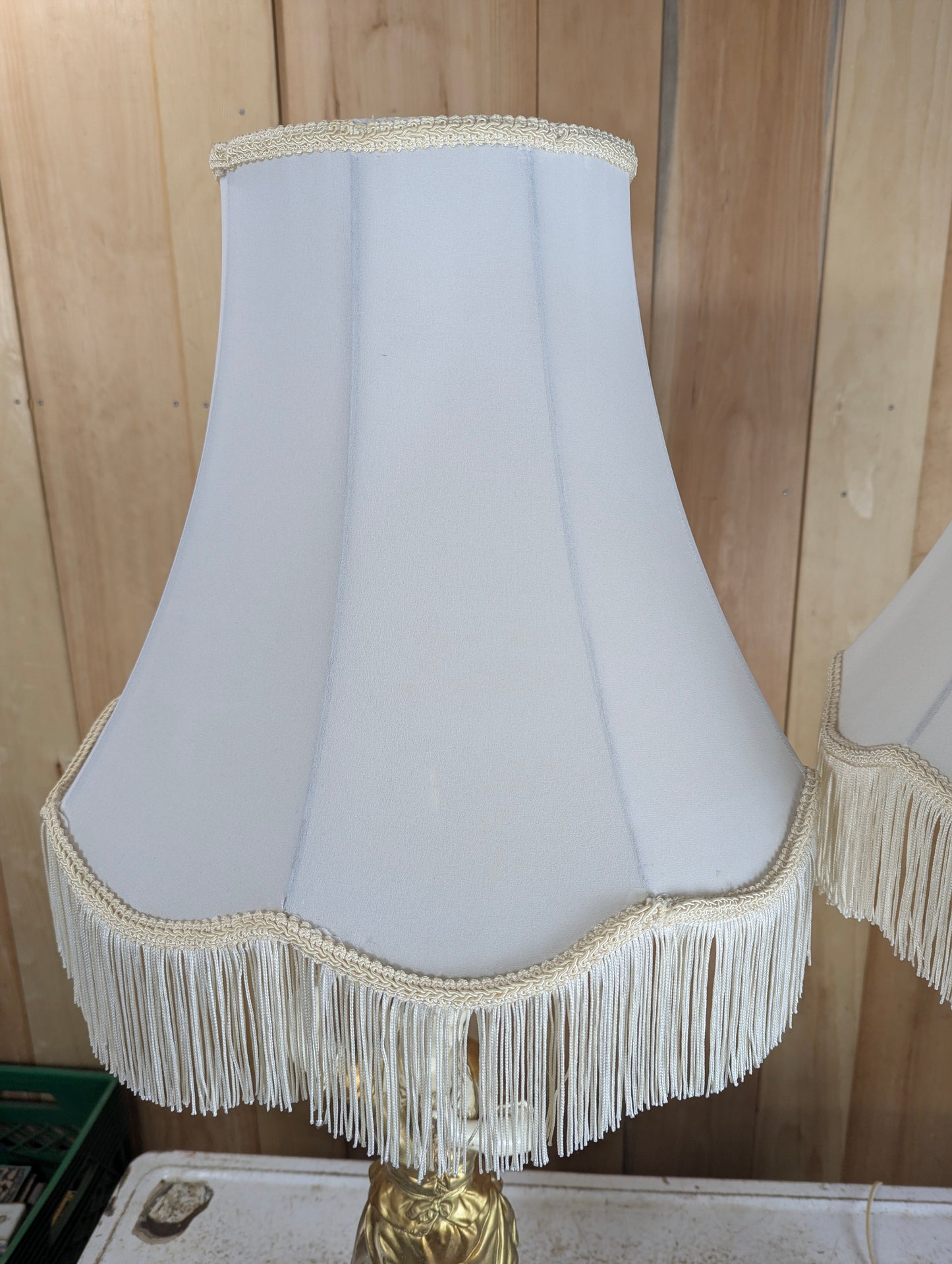 1930’s Pair of Decorative Moreau Style Figural Table Lamps with Shades