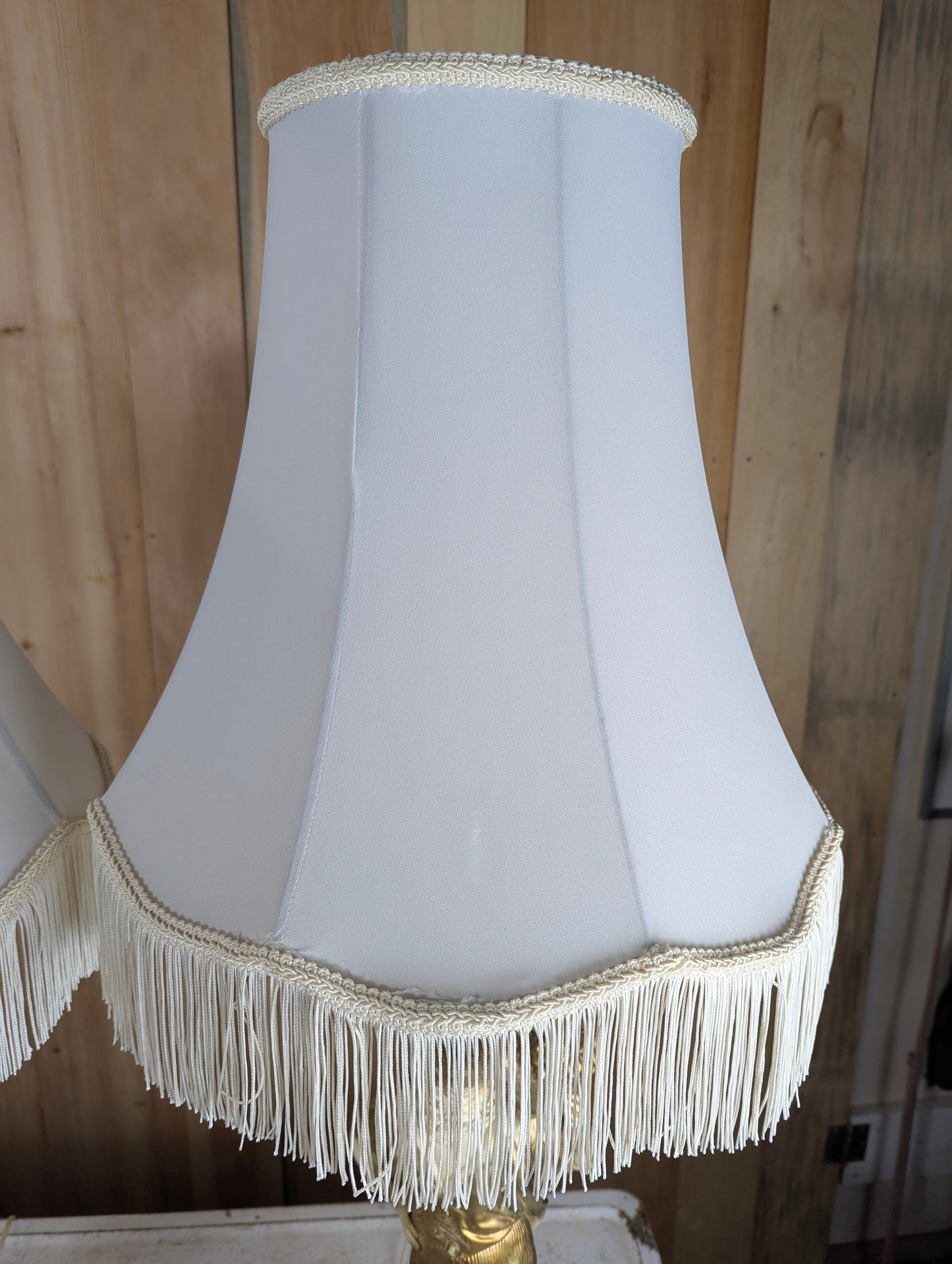 1930’s Pair of Decorative Moreau Style Figural Table Lamps with Shades