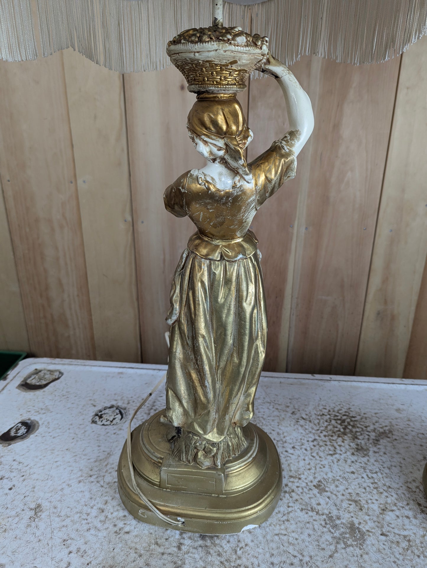 1930’s Pair of Decorative Moreau Style Figural Table Lamps with Shades