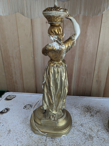 1930’s Pair of Decorative Moreau Style Figural Table Lamps with Shades