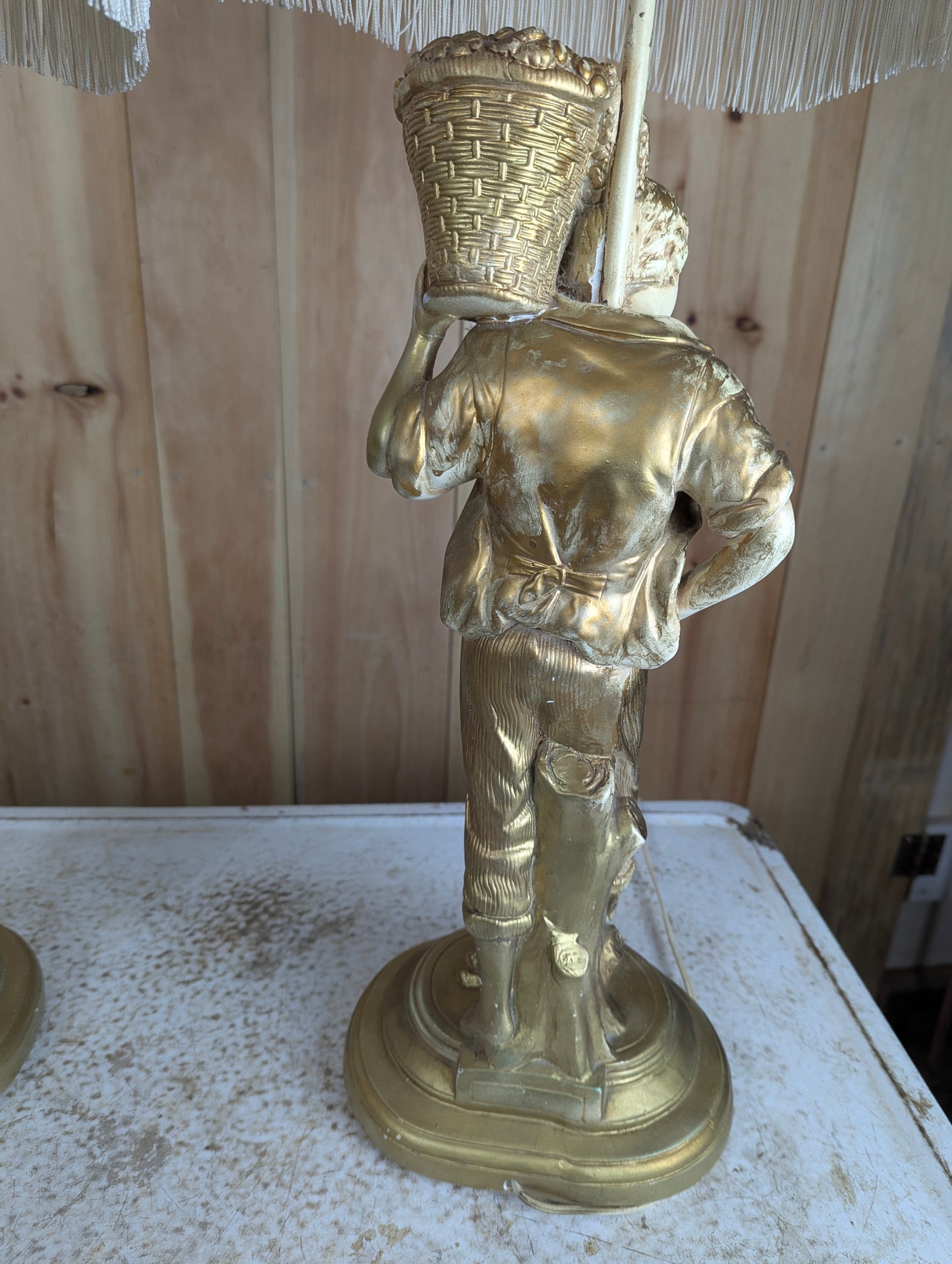 1930’s Pair of Decorative Moreau Style Figural Table Lamps with Shades