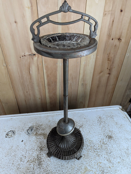 Art Nouveau Standing Ashtray with Glass Ashtray