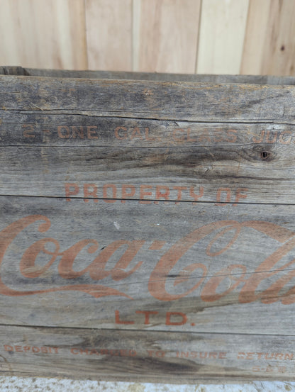 Coca Cola 2-1 Gallon Glass Syrup Jugs Wooden Crate