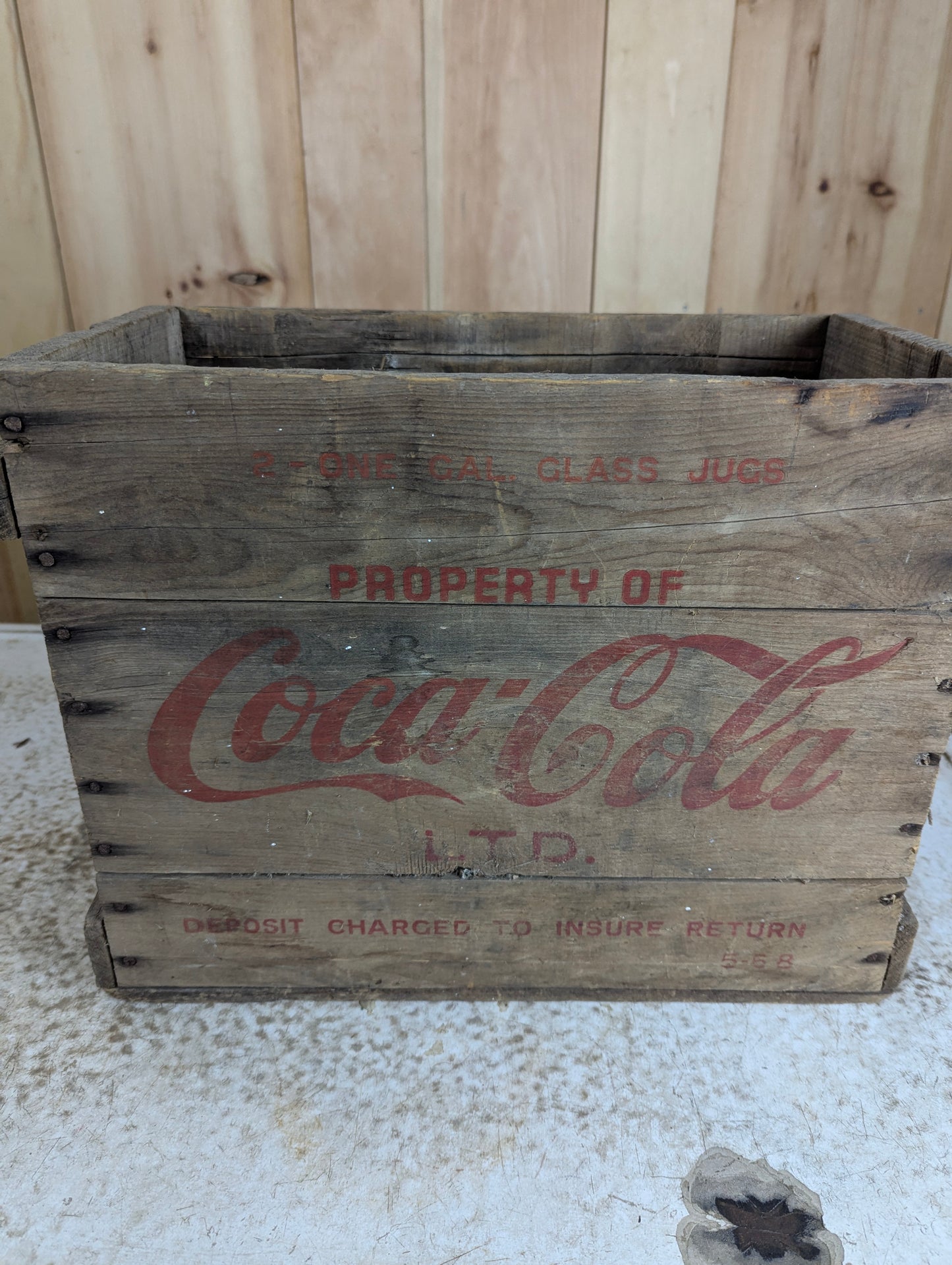 Coca Cola 2-1 Gallon Glass Syrup Jugs Wooden Crate