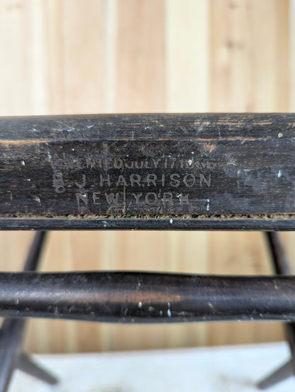 19th Century Folding Camp Chair with Needlepoint Tapestry Carpet Seat