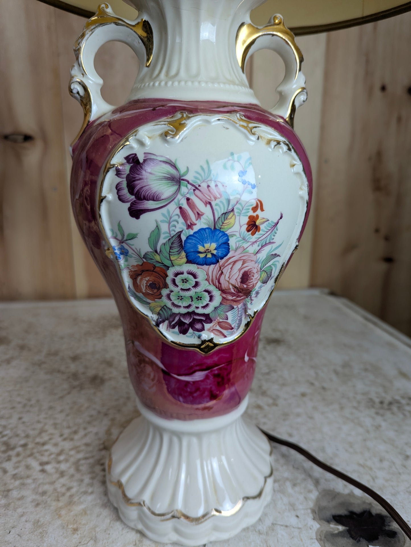 Retro Painted Ceramic Table Lamps with Shades