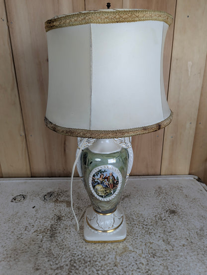 Retro Green Ceramic Table Lamp with Shade