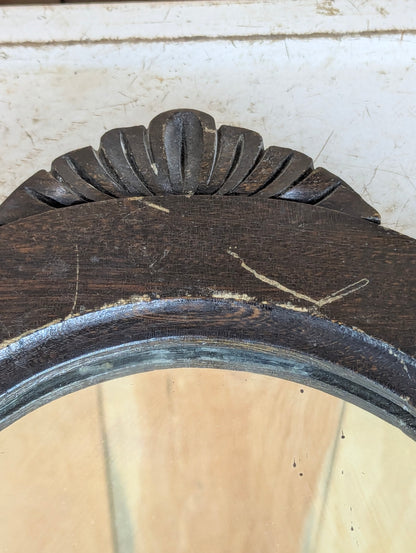 Long Oval Oak Framed Mirror