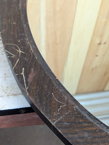 Long Oval Oak Framed Mirror