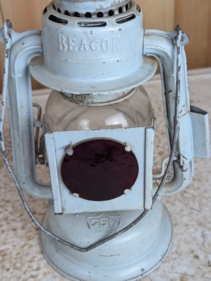 Vintage Green GSW Beacon Carriage Lantern with red Rear Lens