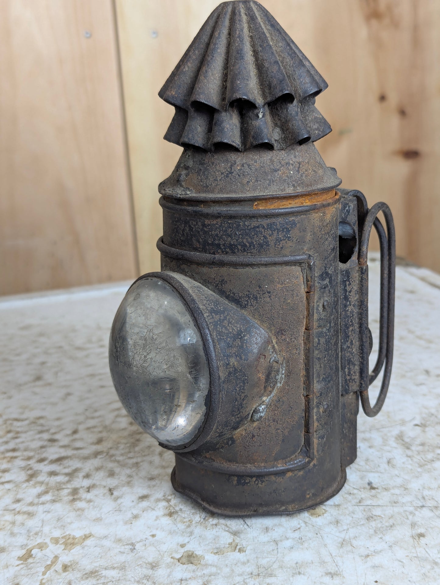 Antique 19th Century Bullseye Dark Police Lantern