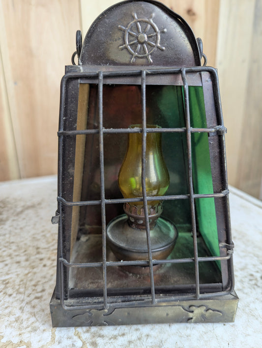 Nautical Style Lamp with Coloured Glass