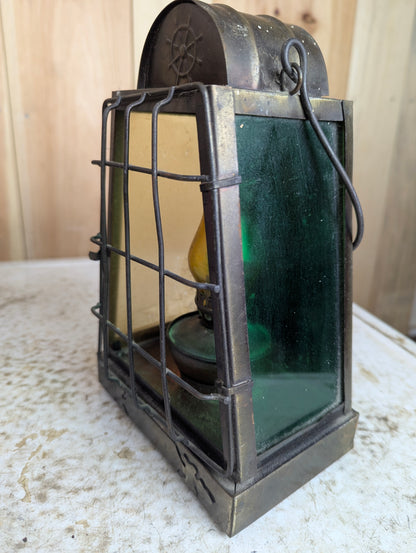 Nautical Style Lamp with Coloured Glass