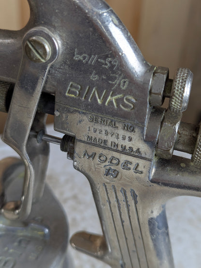 Vintage Binks Model 19 Paint Spray Gun with Extra Can