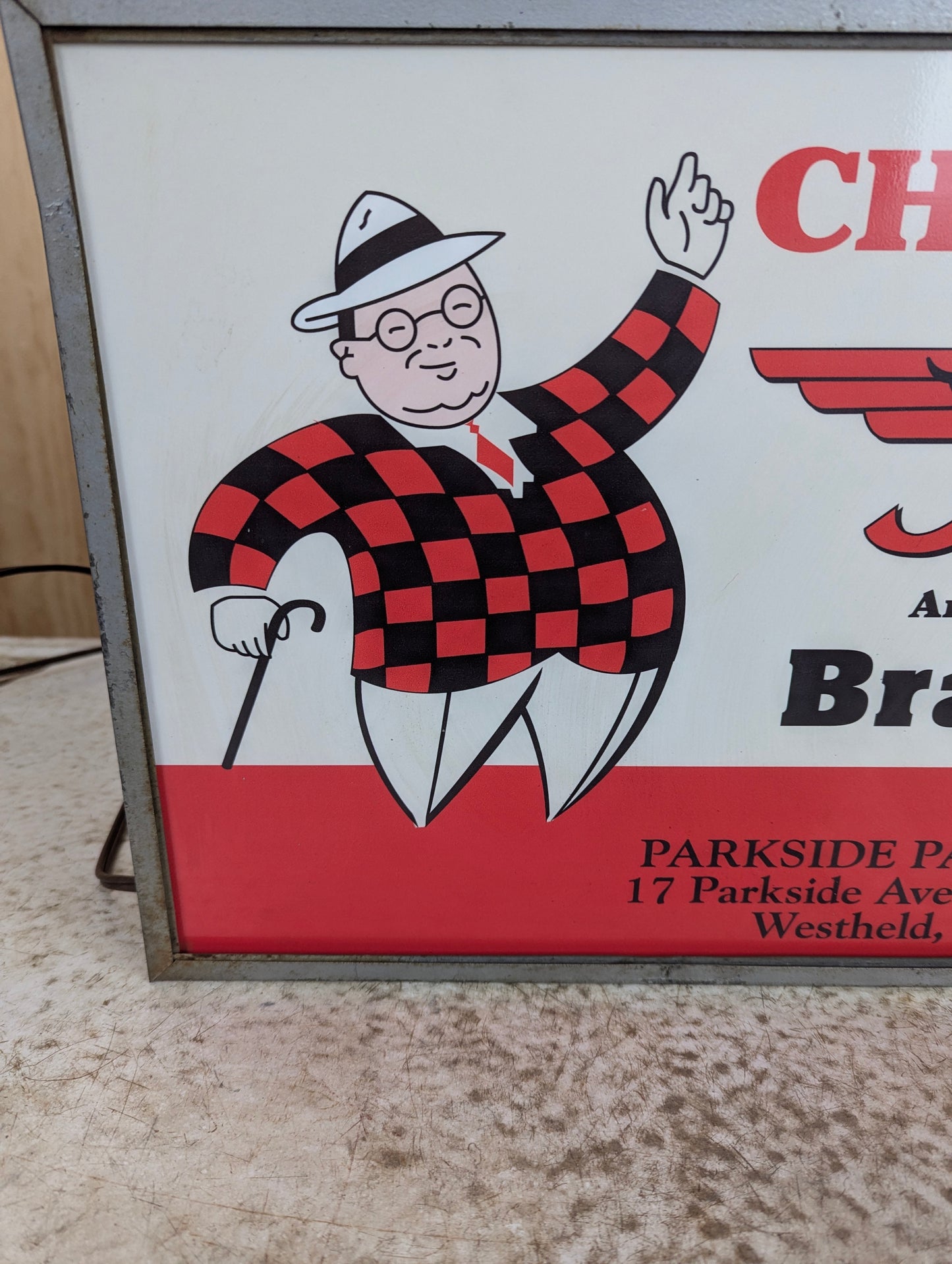 Vintage Raybestos Brake Lining Double-Sided Light-Up Sign