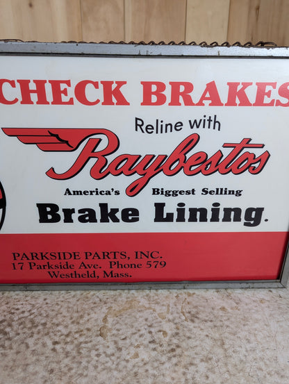 Vintage Raybestos Brake Lining Double-Sided Light-Up Sign