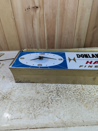 Vintage Donlands Credit Jewellers Hamilton Fine Watches Light Up Sign with Built In Clock