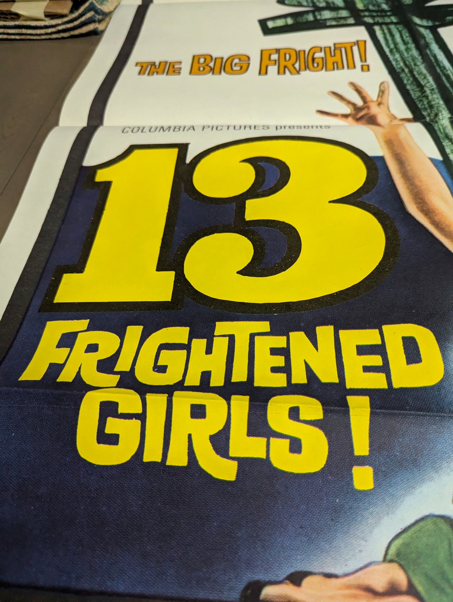 13 Frightened Girls! (1963) Vintage Original Horror Movie Poster one sheet folded