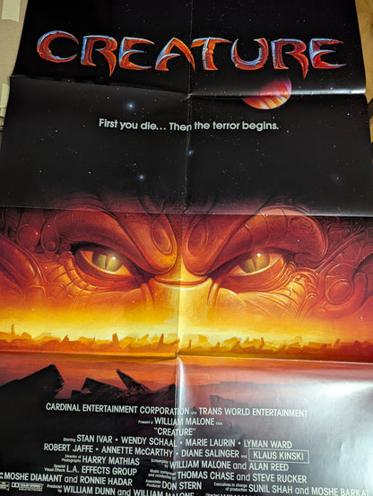 Creature (1985) Retro Original Horror Movie Poster one sheet folded