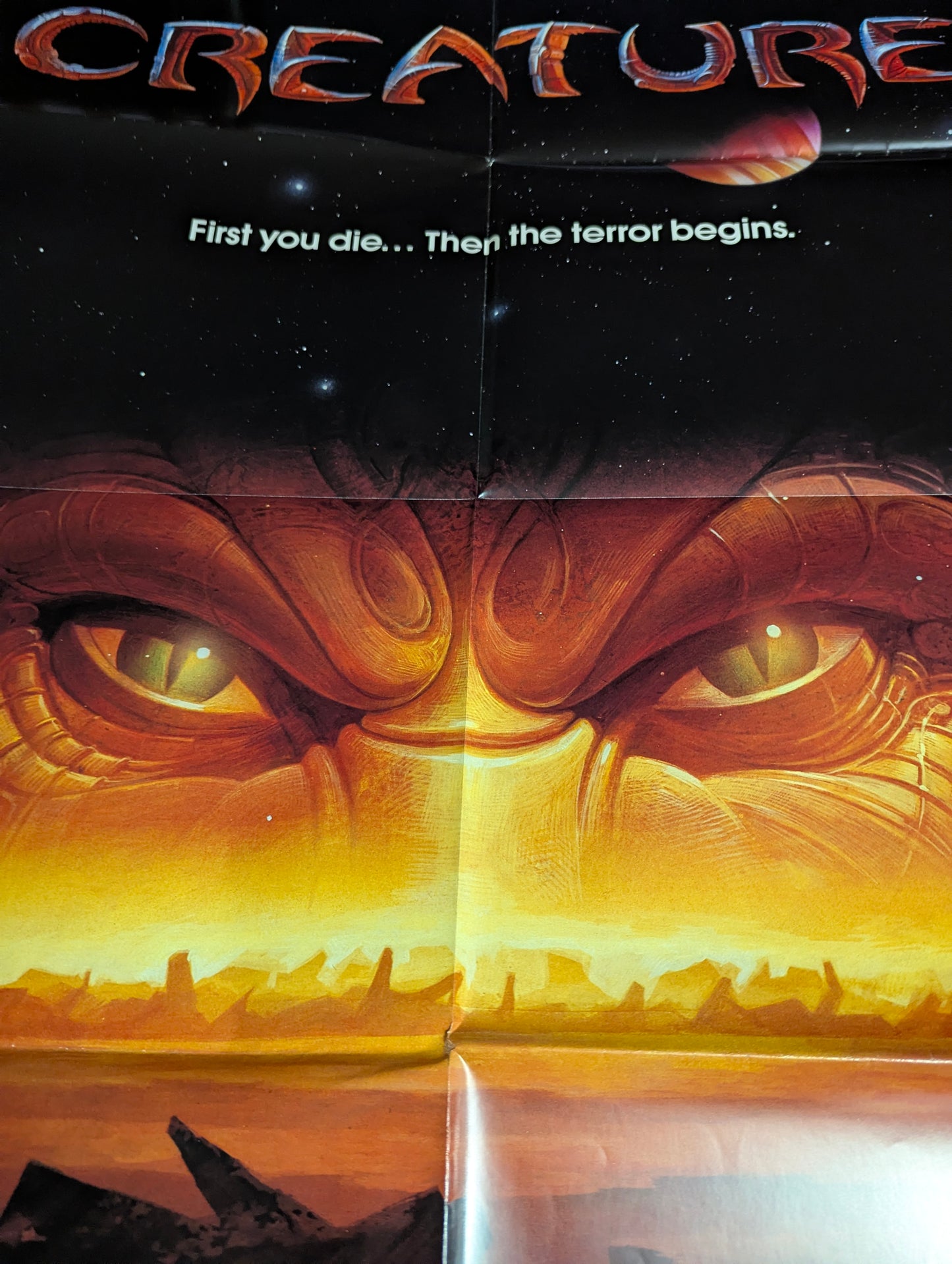 Creature (1985) Retro Original Horror Movie Poster one sheet folded
