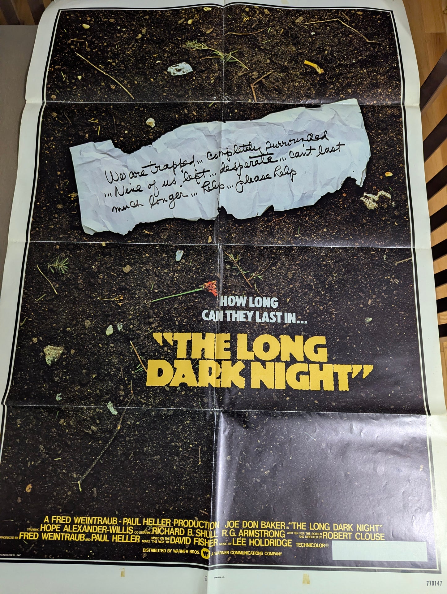 The Long Dark Night / The Pack (1977) Vintage Original Movie Poster one sheet folded