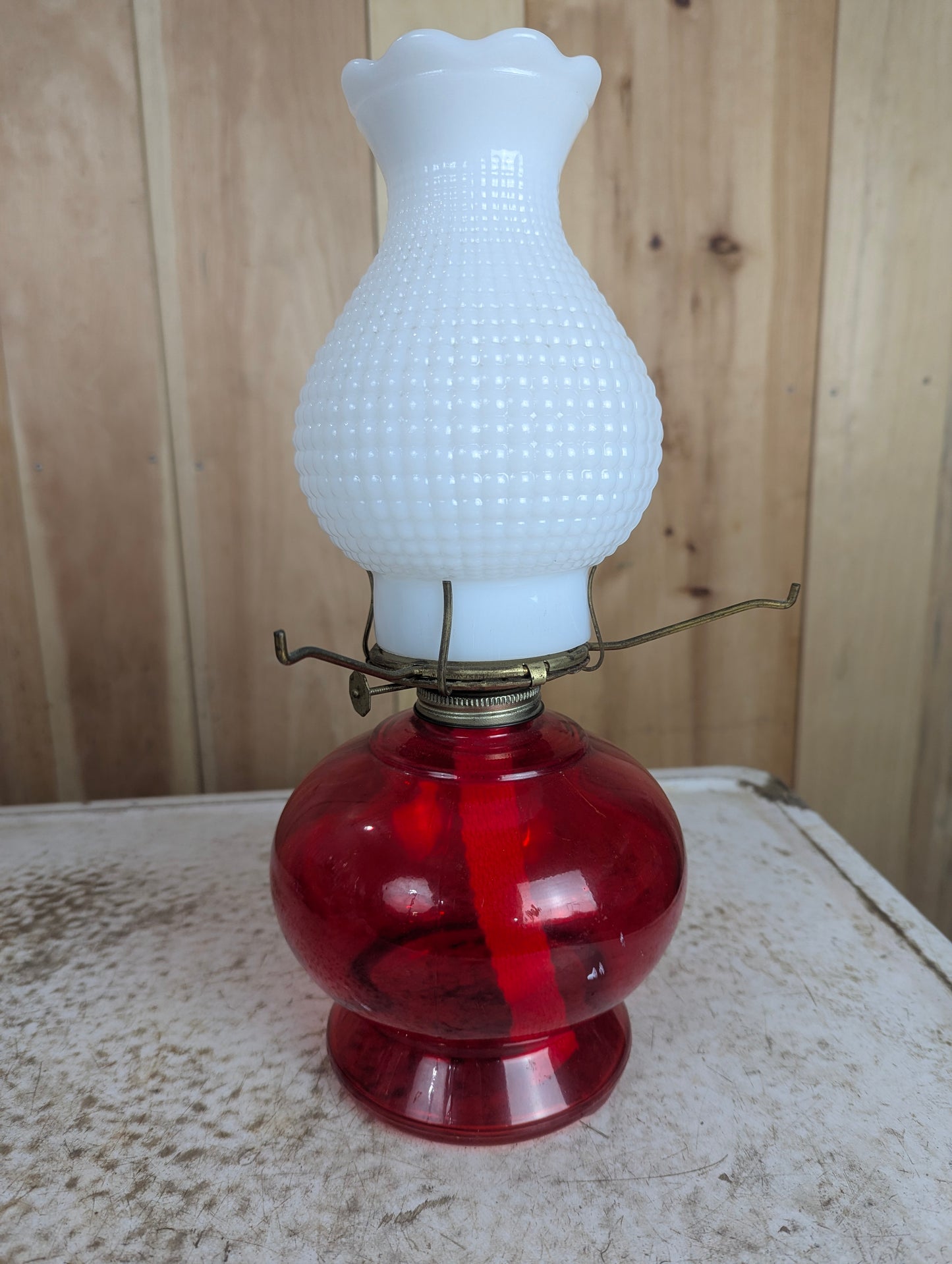 1940’s Oil lamp with Milk Glass Chimney