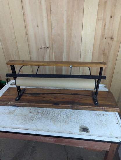 Vintage Butcher Paper Dispenser Mounted on Wooden Board