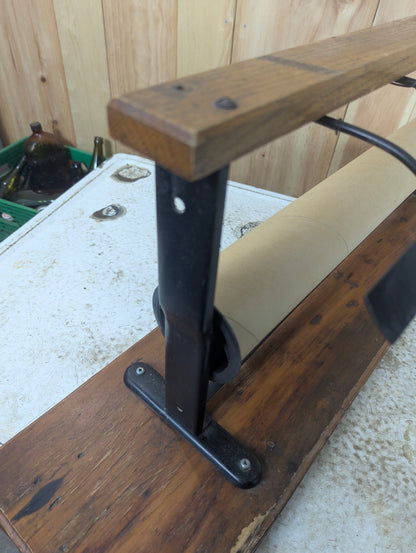 Vintage Butcher Paper Dispenser Mounted on Wooden Board