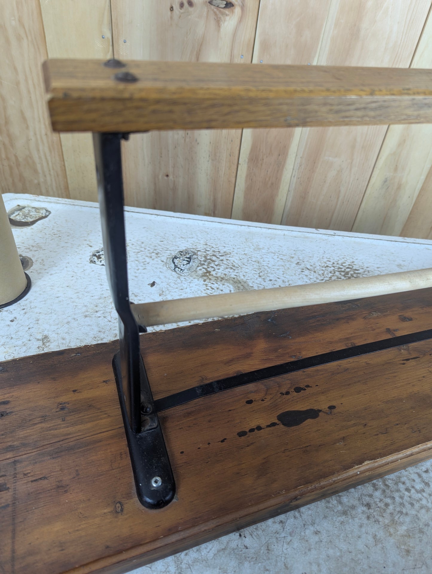 Vintage Butcher Paper Dispenser Mounted on Wooden Board