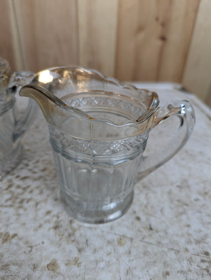 Crystal Sugar Bowl with Lid and Cream Milk Pitcher Set