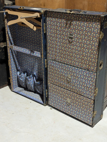 Antique Steamer Wardrobe Overland Trunk