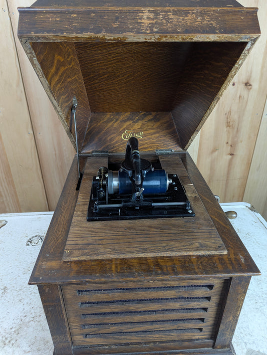 Antique Edison Amerbola Cylinder Phonograph with over 90 Cylinder Records