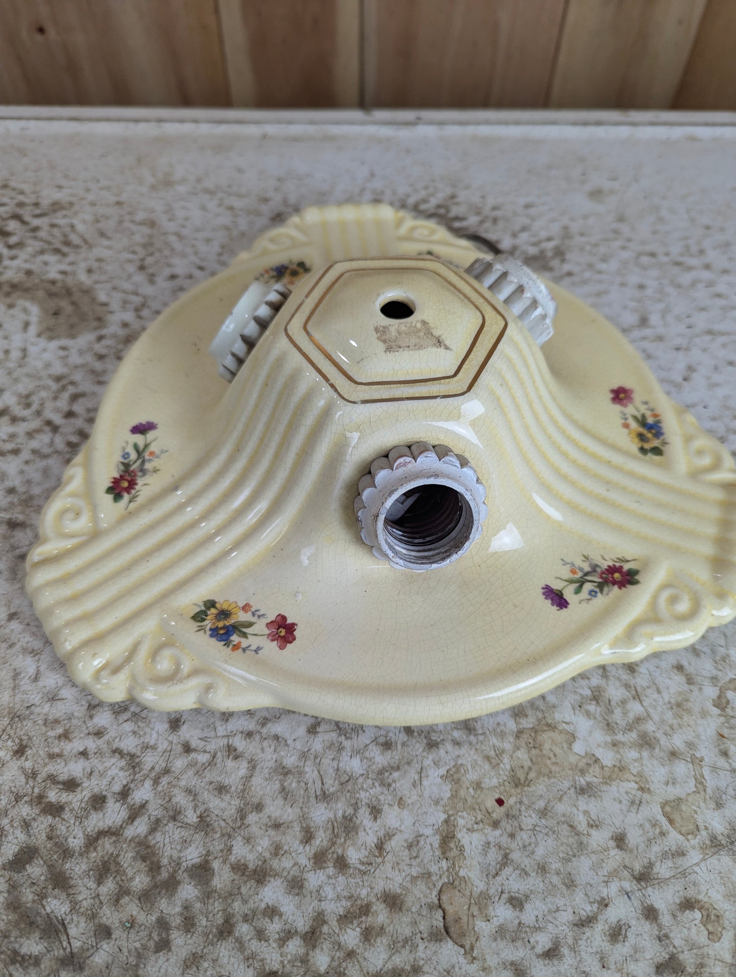Antique Porcelain Ceramic Triangular Shaped  Ceiling Light Fixture