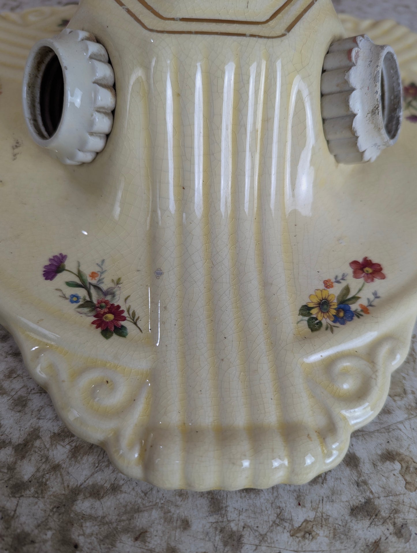 Antique Porcelain Ceramic Triangular Shaped  Ceiling Light Fixture