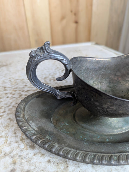 Vintage Copper Plated Silver Gravy Sauce Server