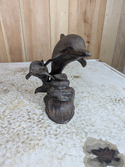 Cast Iron Dolphins Statue