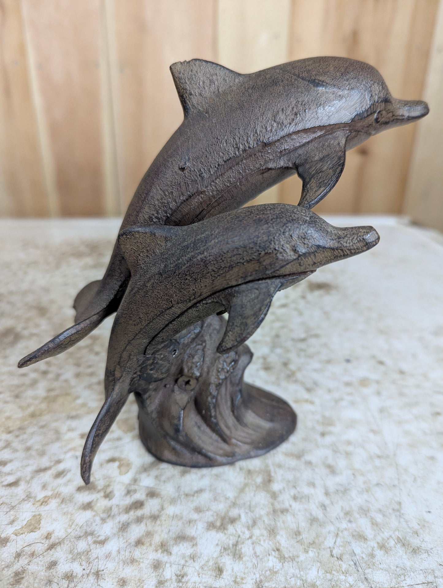 Cast Iron Dolphins Statue